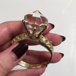 Giant diamond inspired engagement ring brooch pin